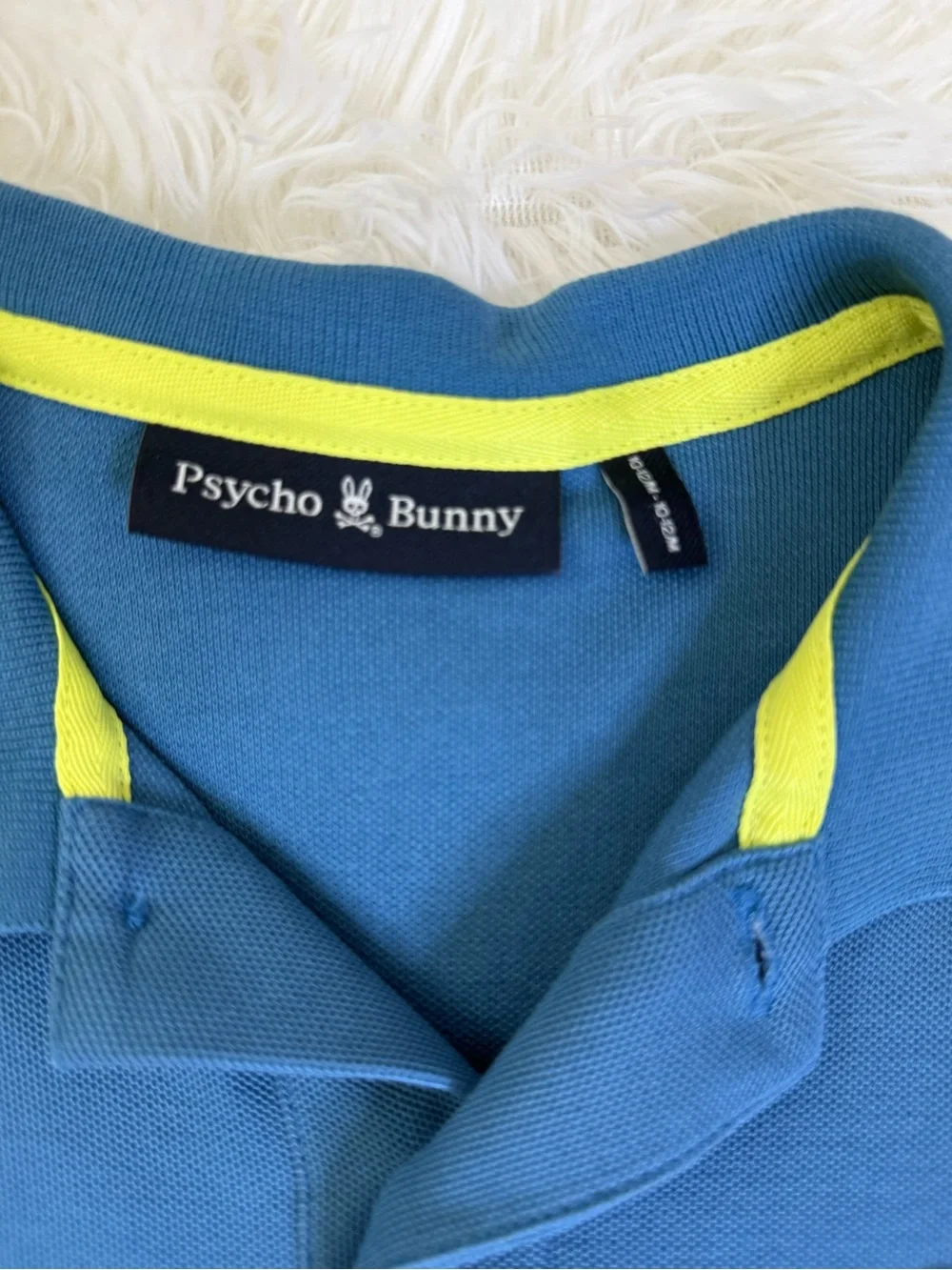 Psycho Bunny Blue Polo with Neon Yellow Trim